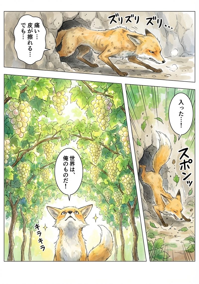 AI漫画サンプル(水彩絵本風ストーリー)